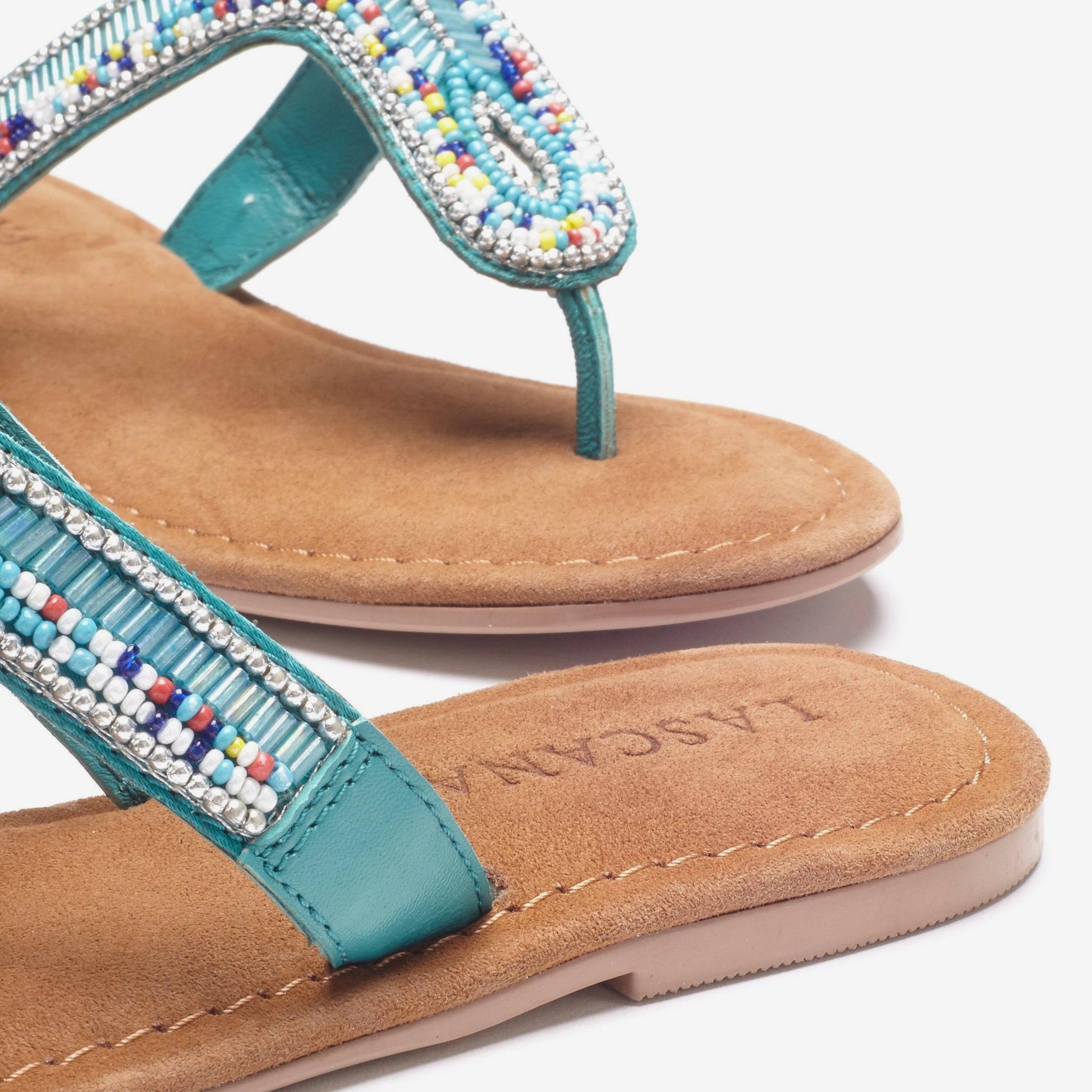 LASCANA T-Bar Sandals in Turquoise ABOUT YOU