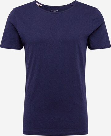 T-Shirt 'Morgan' SELECTED HOMME en bleu : devant