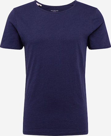 T-Shirt 'Morgan' SELECTED HOMME en bleu : devant