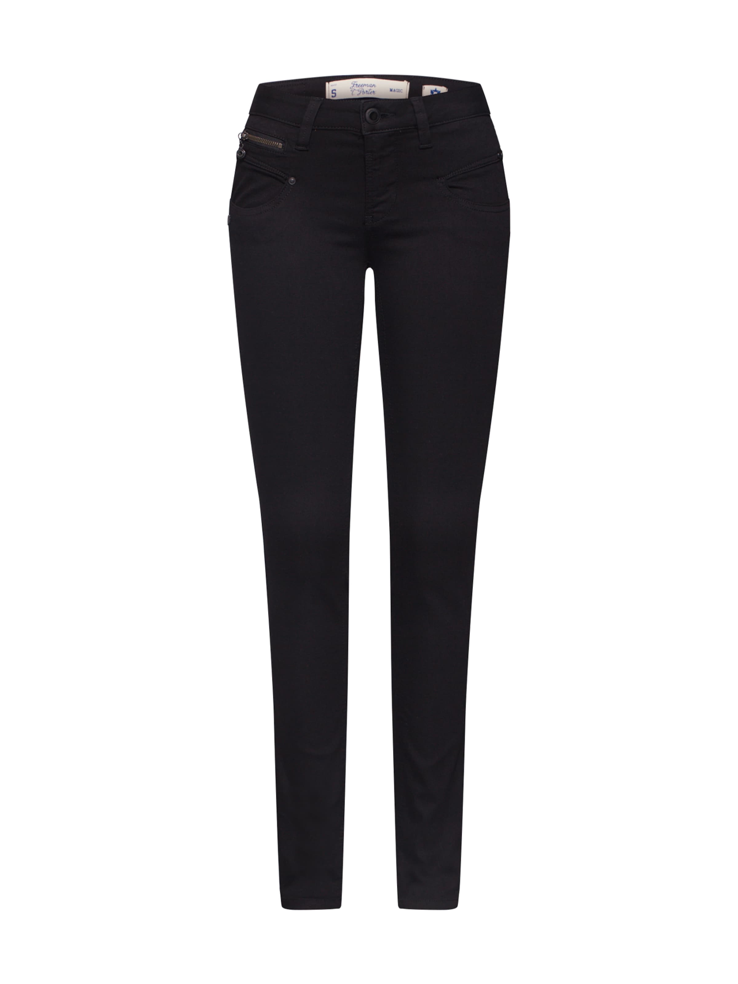 FREEMAN T. PORTER Слим фит Дънки 'Alexa' в черно: отпред