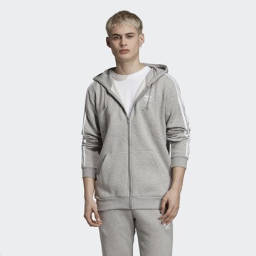 ADIDAS ORIGINALS Regularny krój Bluza rozpinana '3-Stripes' w kolorze szary: przód