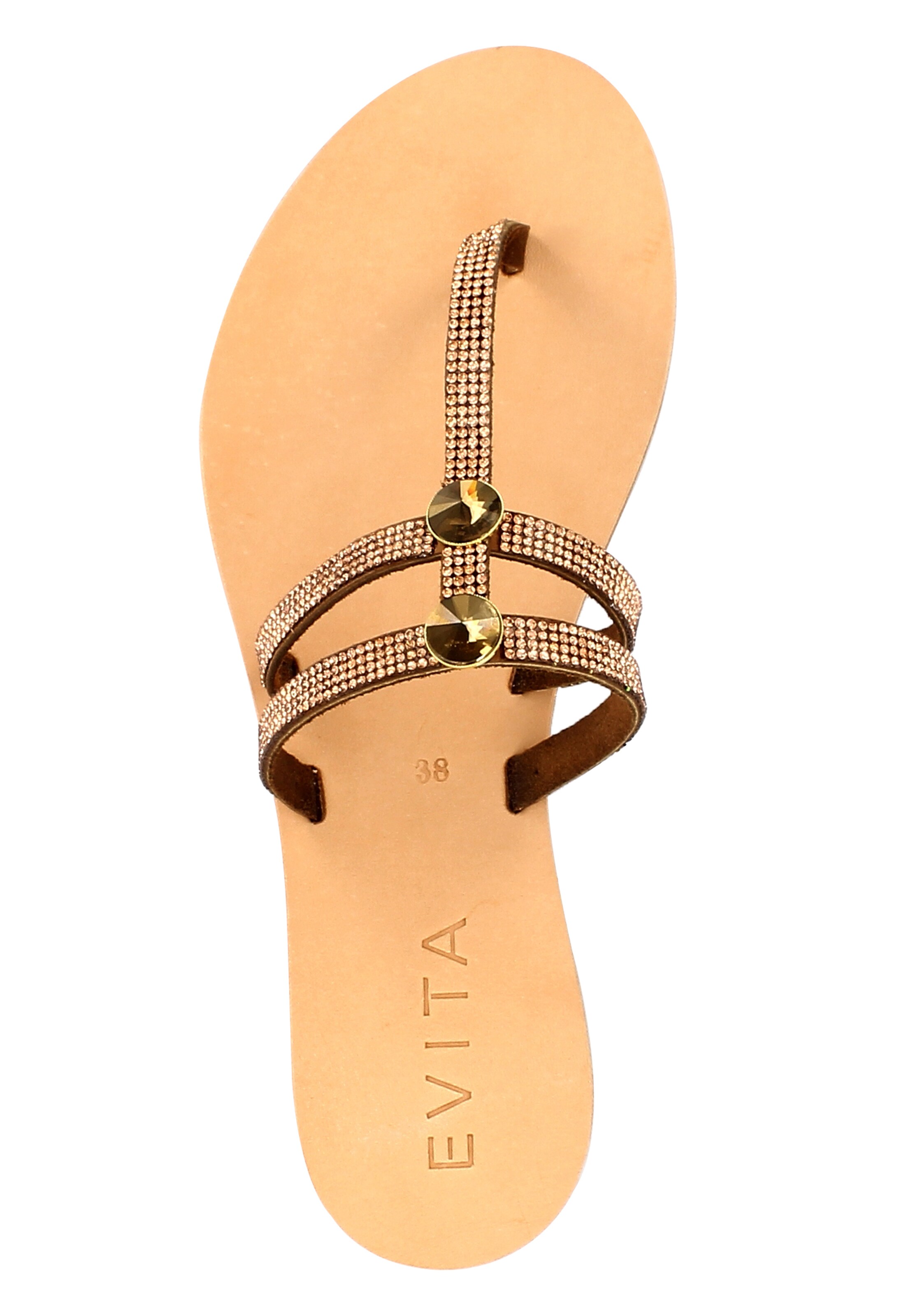 EVITA T-Bar Sandals in Brown