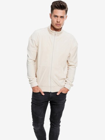 Urban Classics Regular fit Fleece Jacket in Beige: front