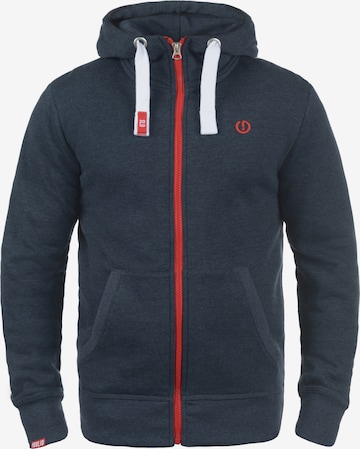 !Solid Zip-Up Hoodie 'Benn High-Neck' in Blue: front