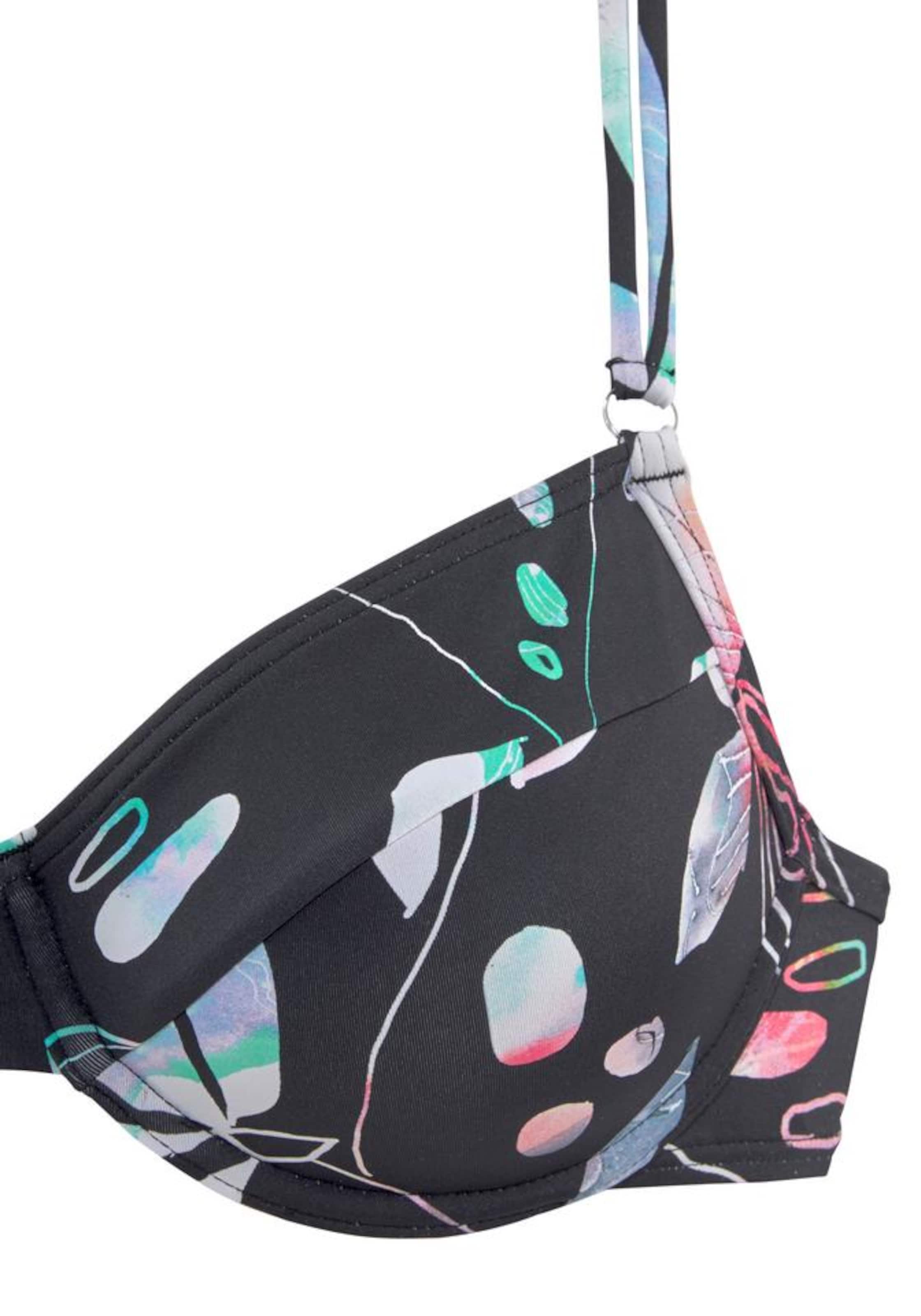 SUNSEEKERT-shirt Bikini gornji dio 'Leaves' - crna boja