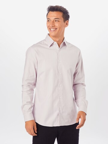 River Island Slim fit Button Up Shirt in Pink: front