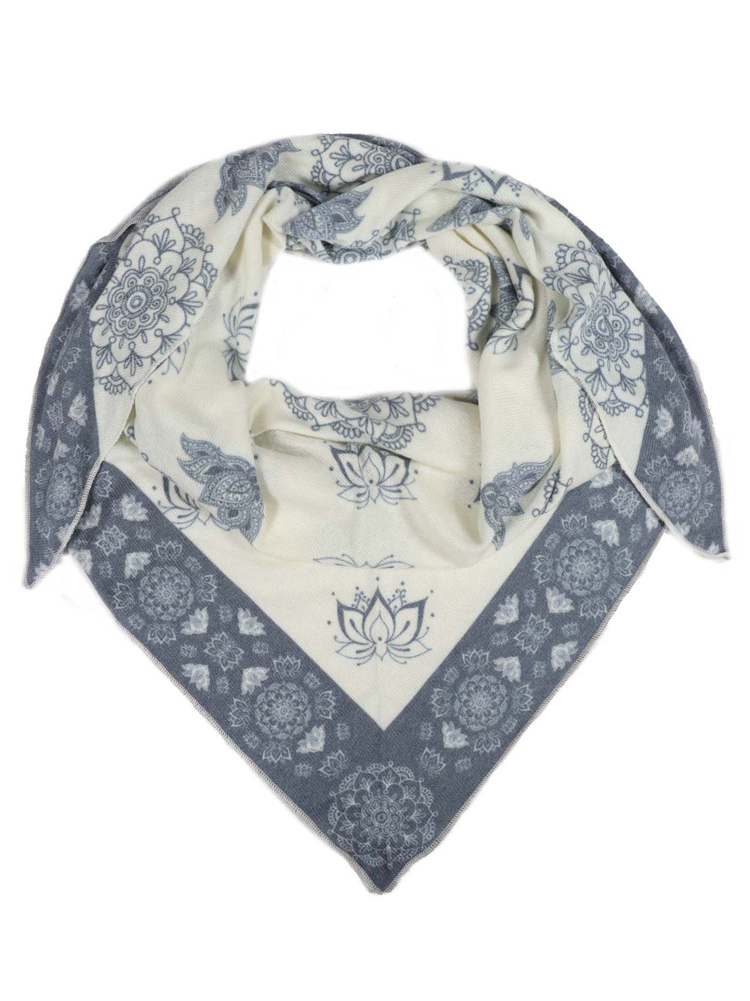 Zwillingsherz - Doek 'Dreieckstuch bedruckt Namaste' in de kleur Blauw