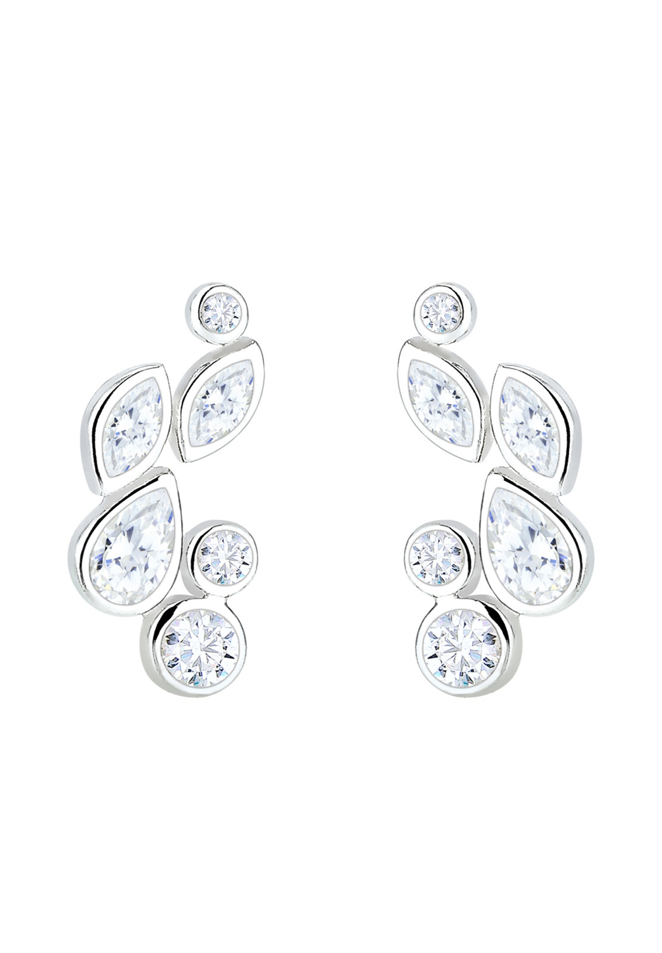 ELLI Ohrringe 'Blatt' in Silber: Vorderseite