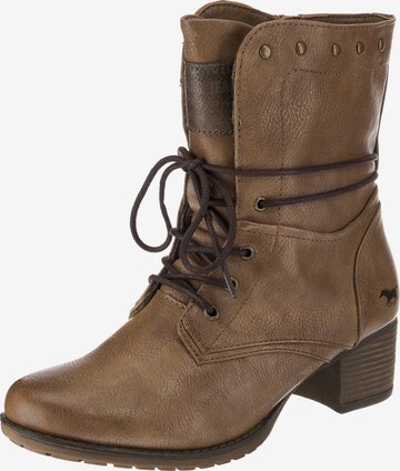 MUSTANG Lace-Up Ankle Boots in Brown: front