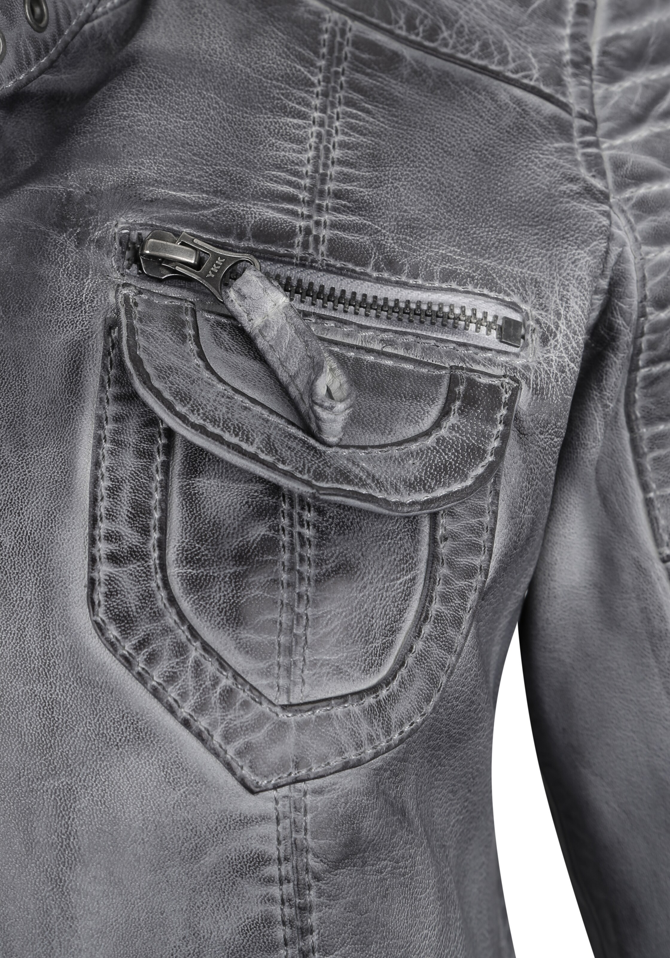 7ELEVEN Lederjacke 'Zwea' in Grau