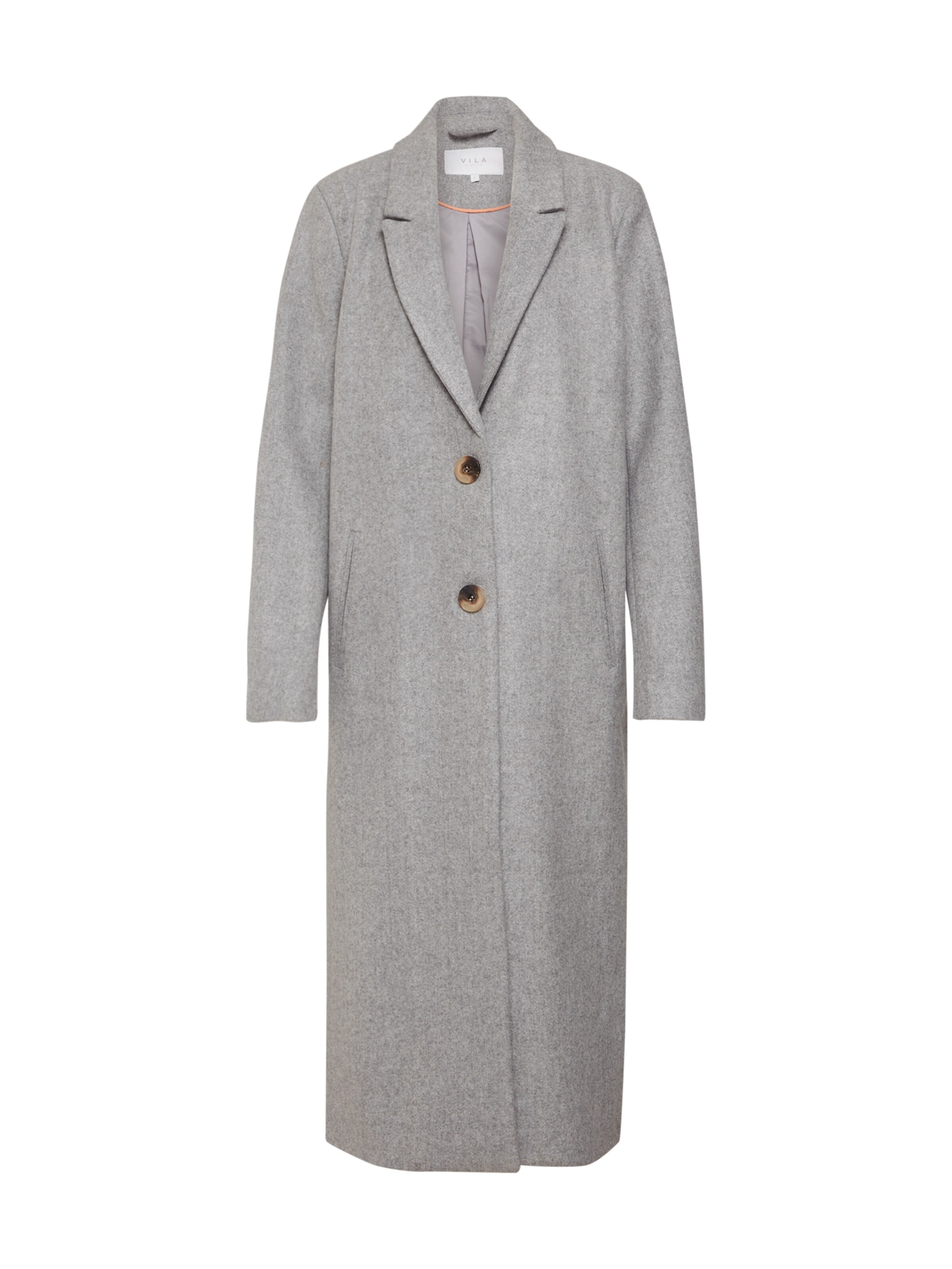 VILA - Tussenmantel 'VICAMMIE LONG COAT' in de kleur Grijs gemêleerd