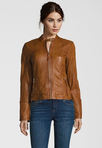 7ELEVEN Lederjacke 'Elly' in Braun: Vorderseite