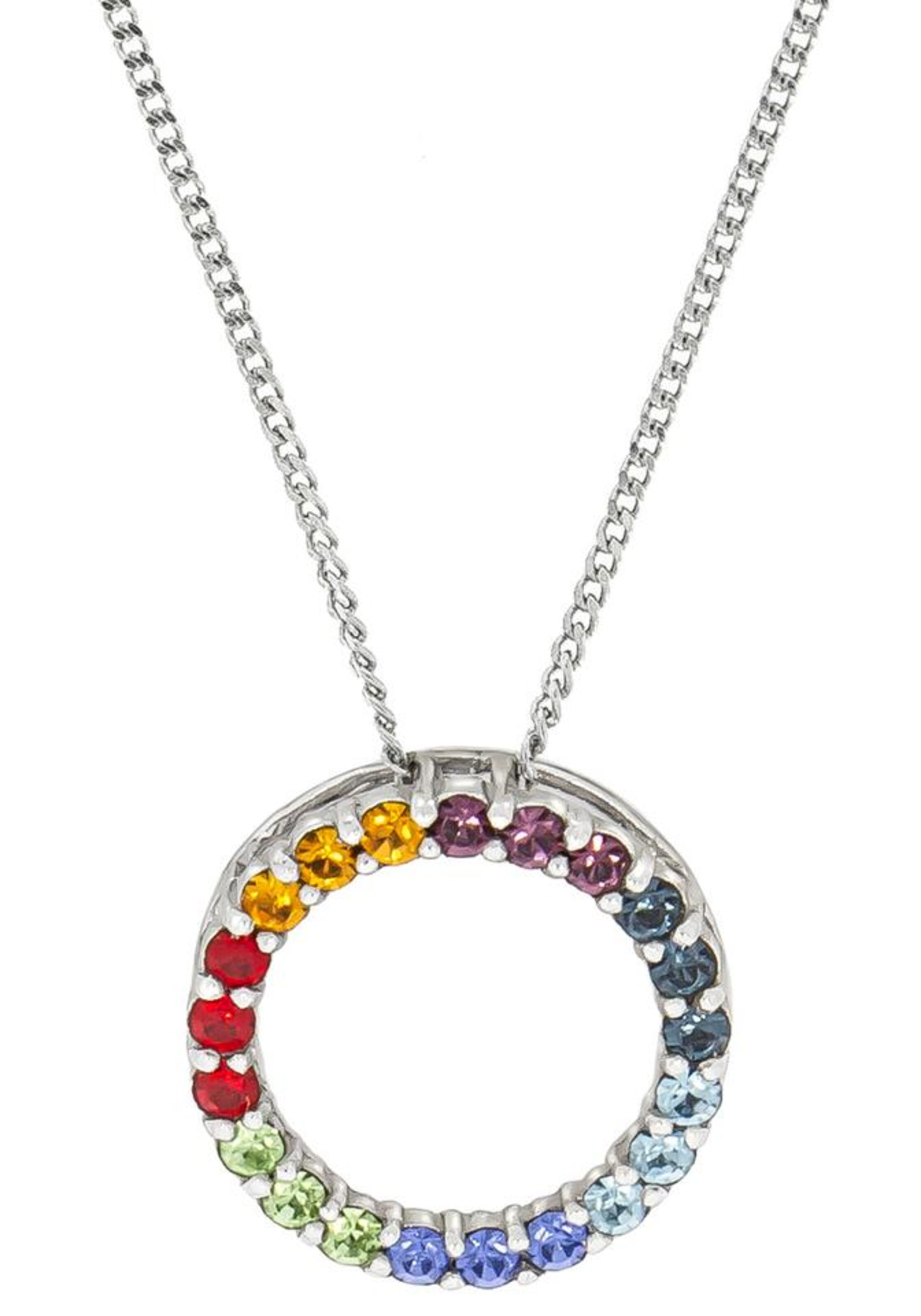 FIRETTI Necklace 'Kreis & Regenbogenfarben' in Silver: front