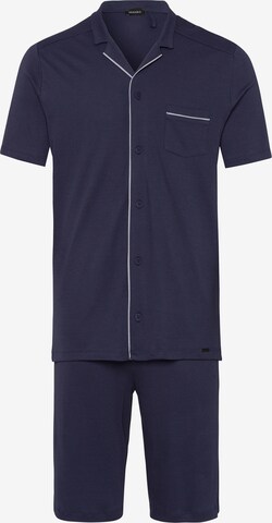 Hanro Short Pajamas ' Day & Night ' in Blue: front