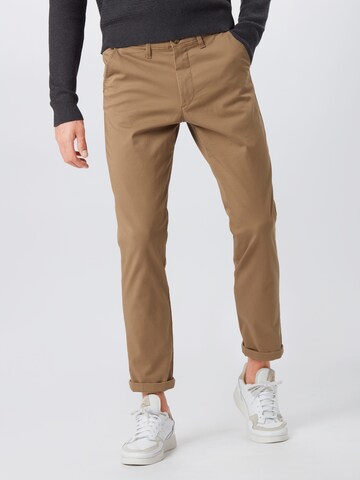 Coupe slim Pantalon chino 'Miles Flex' SELECTED HOMME en marron : devant