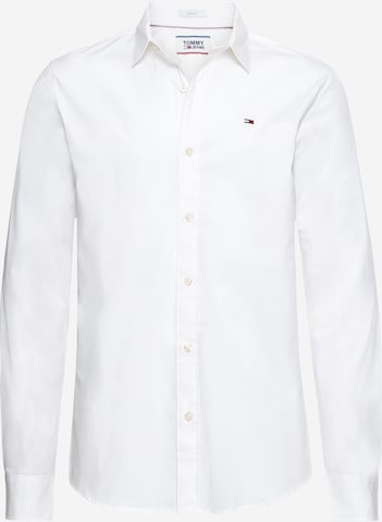 Tommy Jeans Slim fit Button Up Shirt in White: front