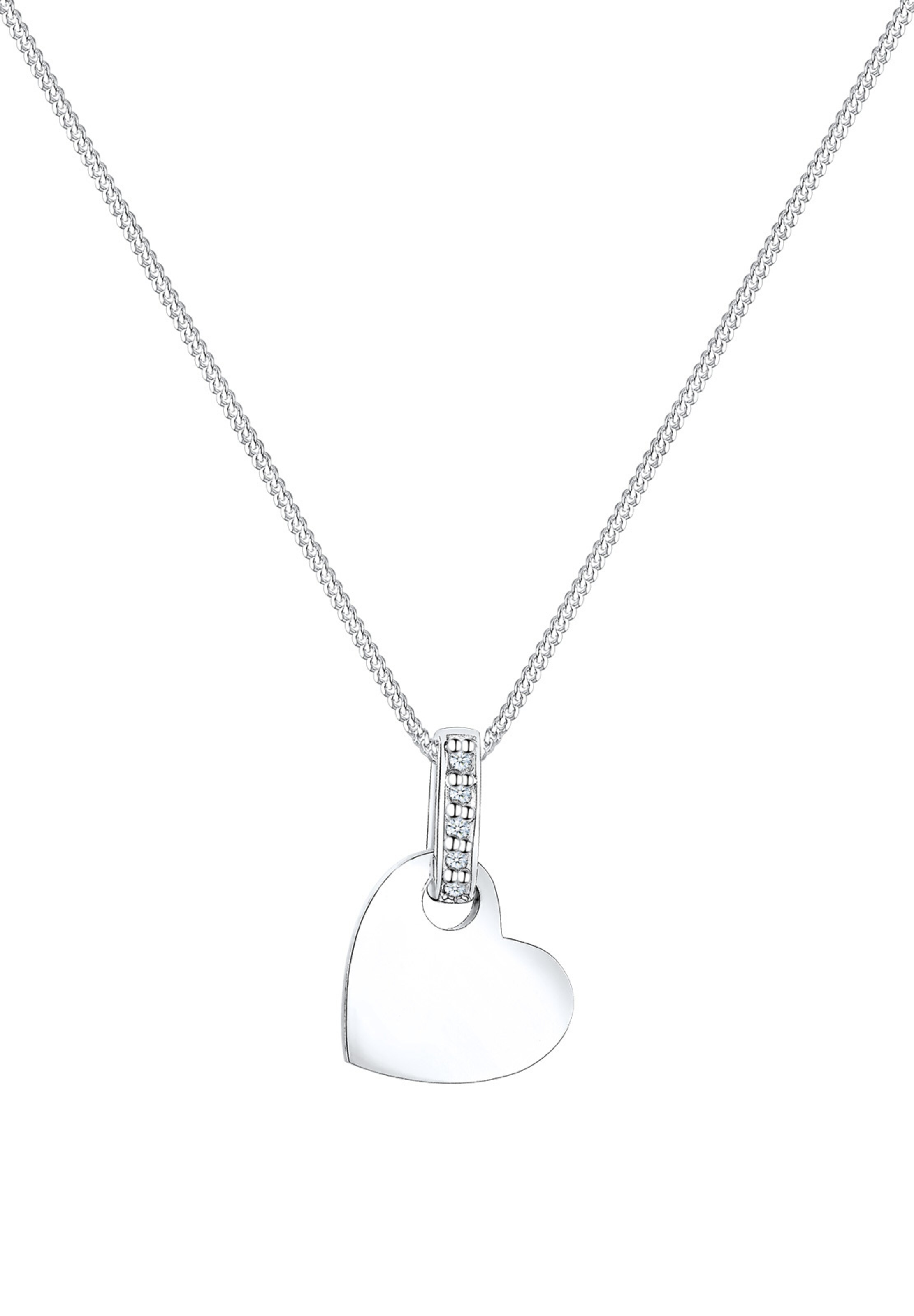Elli DIAMONDS Ketting 'Herz' in Zilver