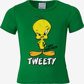 LOGOSHIRT Shirt 'Tweety - I Hate Pussycats Vogel' in Groen: voorkant