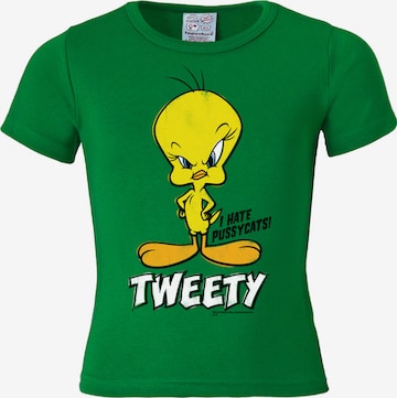 LOGOSHIRT Shirt 'Tweety - I Hate Pussycats Vogel' in Groen: voorkant