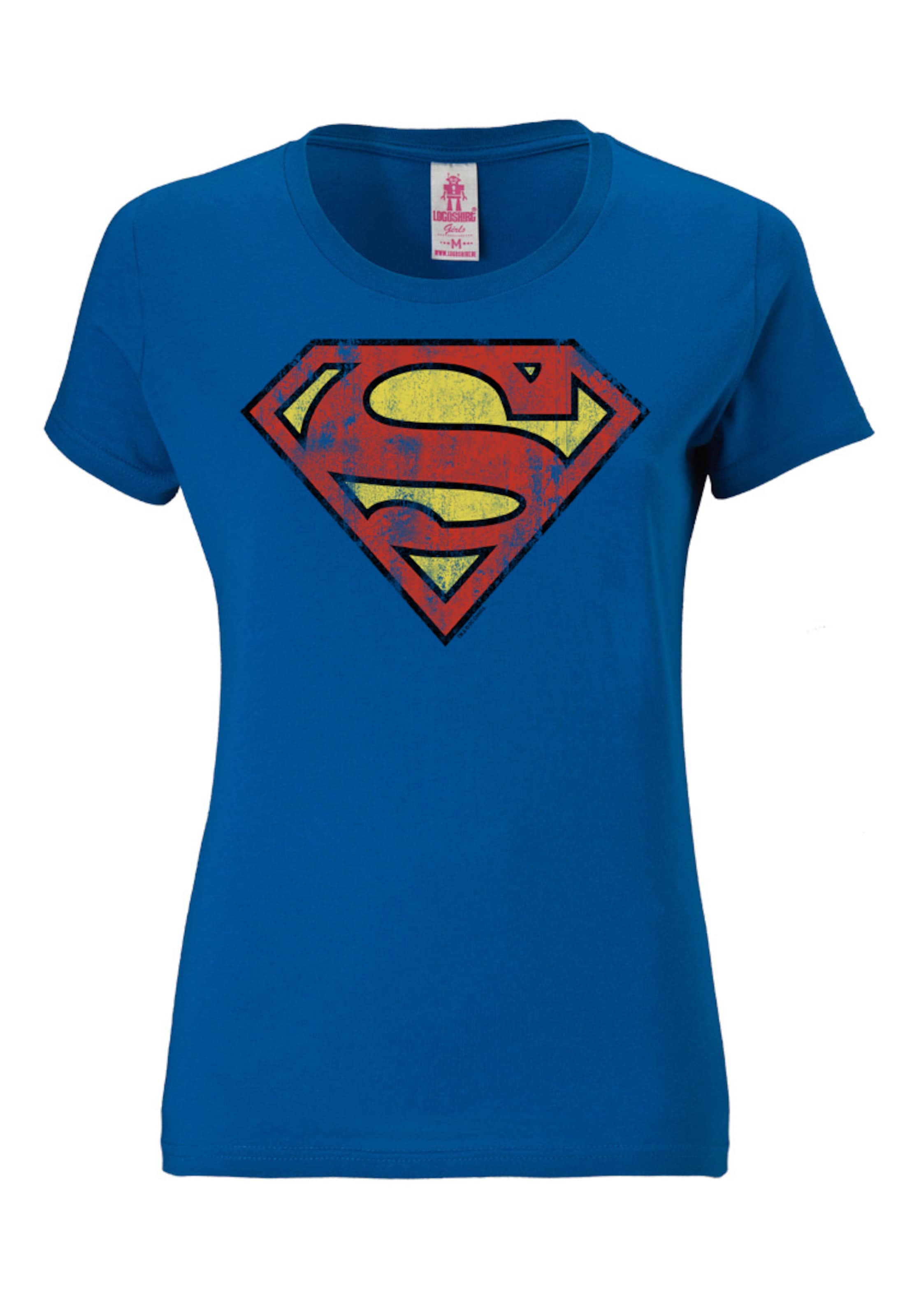LOGOSHIRT Shirt 'Superman' in Blue: front