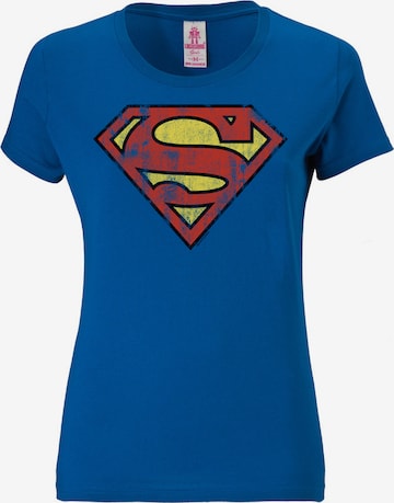 LOGOSHIRT Shirt 'Superman' in Blauw: voorkant