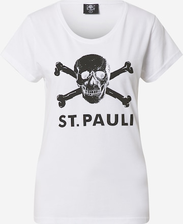 FC St. Pauli Shirt 'Totenkopf' in White: front