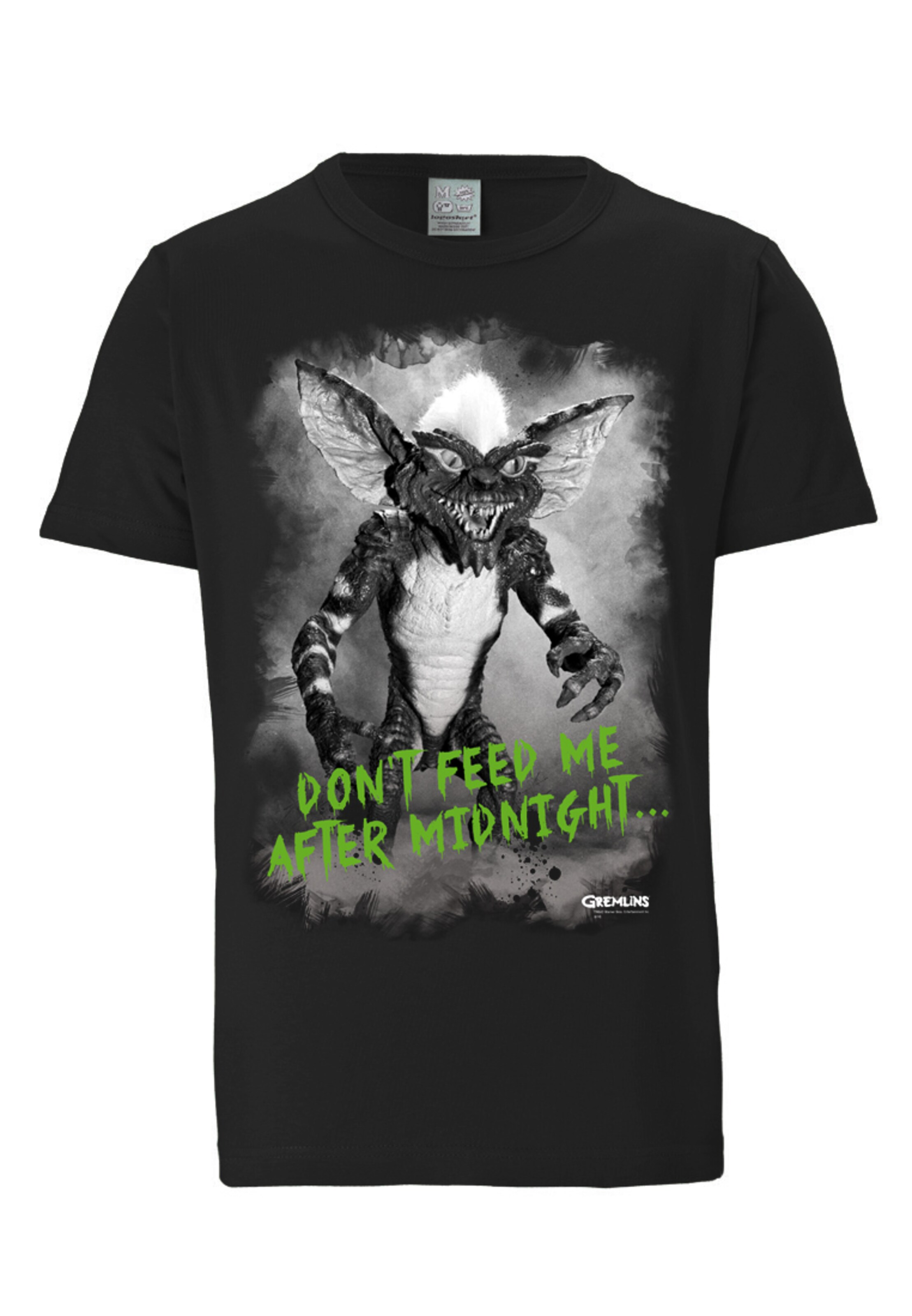 LOGOSHIRT Shirt 'Gremlins - After Midnight' in Zwart: voorkant