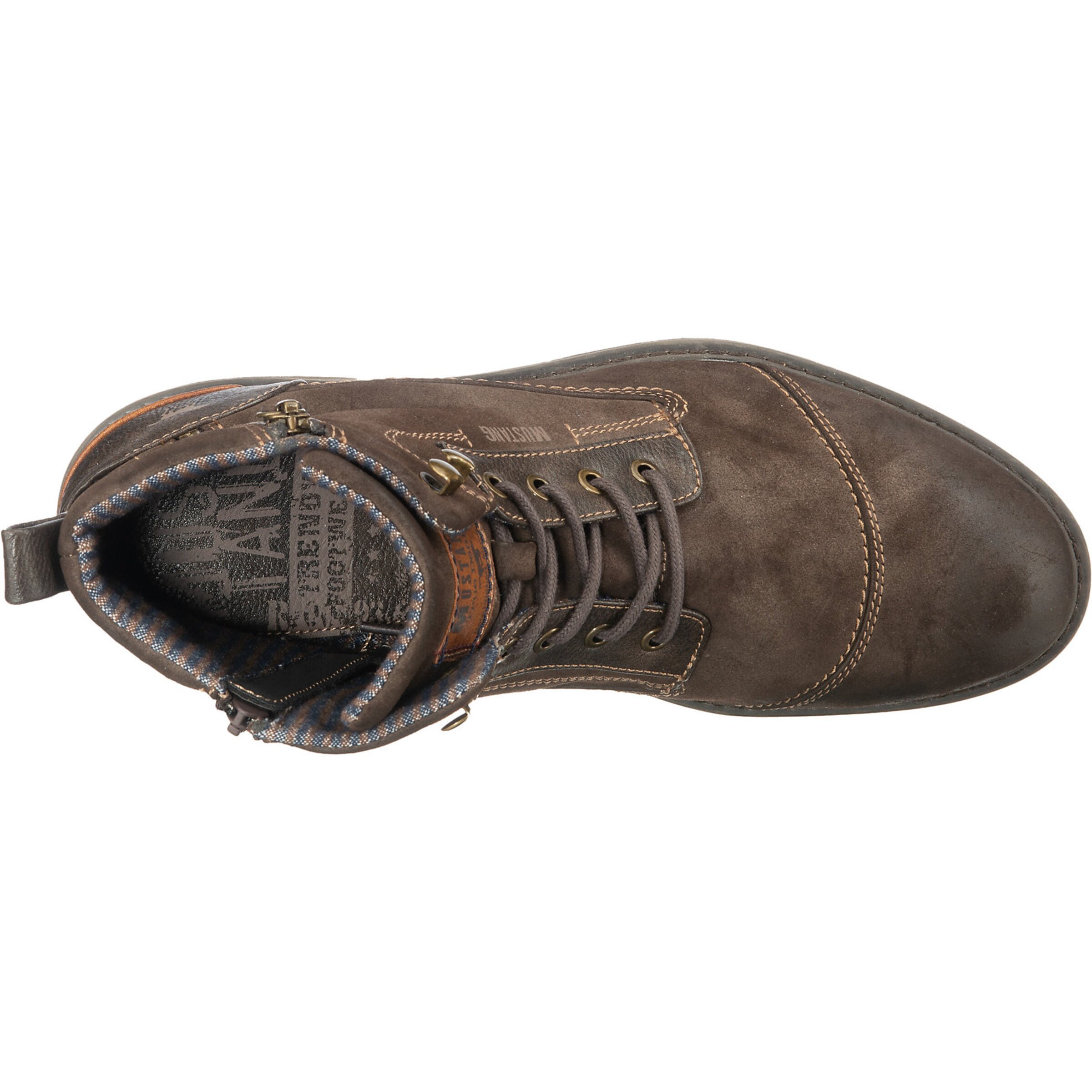 MUSTANG Fűzős csizma - barna