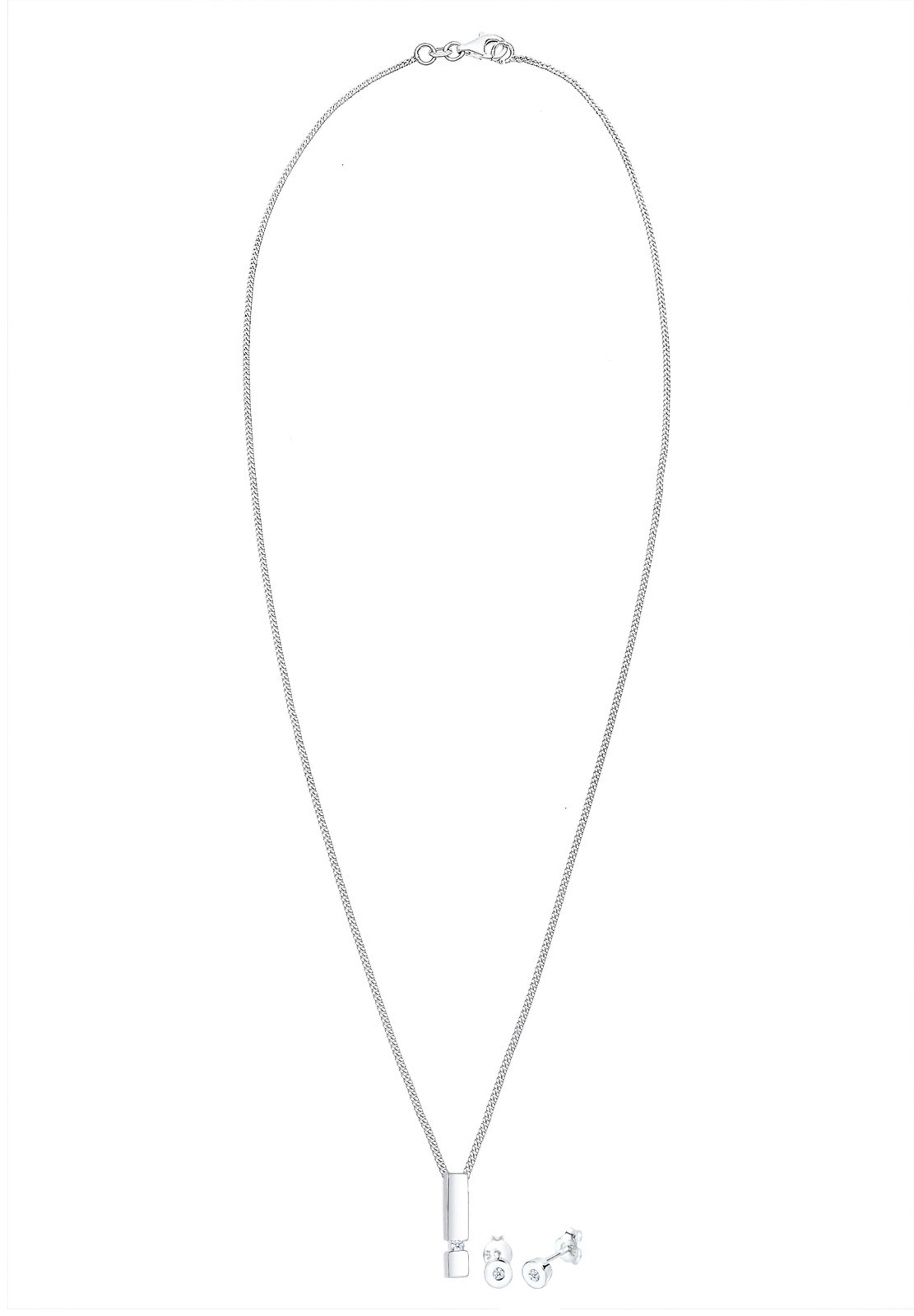 Elli DIAMONDS Sieraden set 'Geo, Rechteck' in Zilver: voorkant