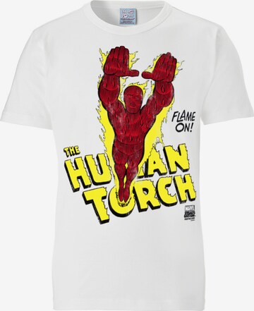 LOGOSHIRT Shirt 'Human Torch' in White: front