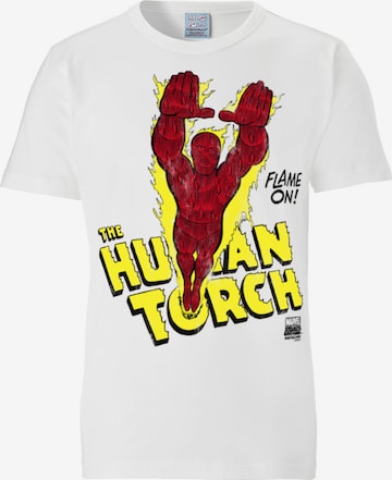 LOGOSHIRT Shirt 'Human Torch' in Wit: voorkant