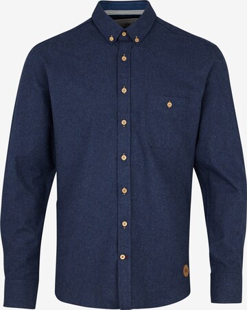 Kronstadt Slim fit Button Up Shirt 'Dean 07a Plain' in Blue: front