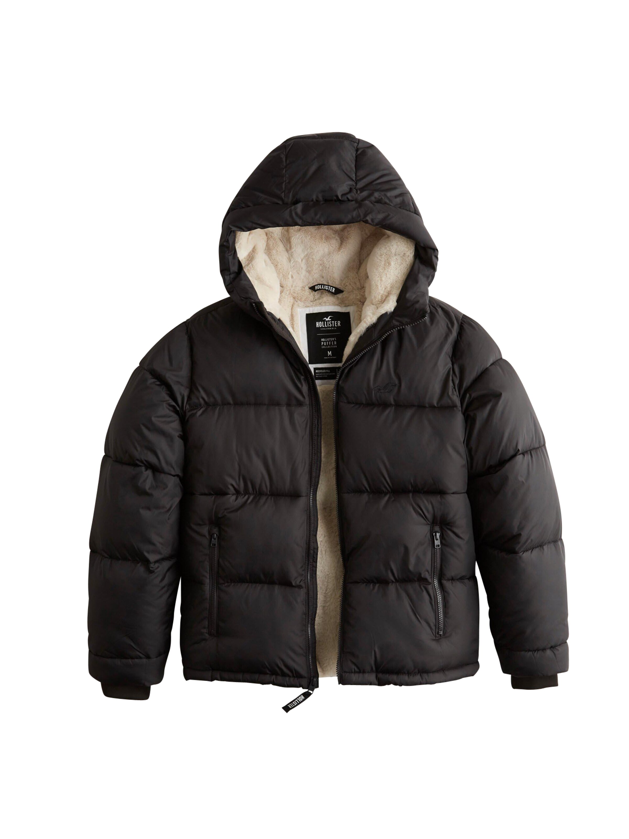 HOLLISTER - Winterjas 'XM18-FUR LINED PUFFER 3CC' in de kleur Zwart