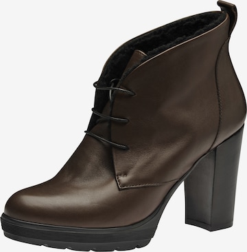 EVITA Lace-Up Ankle Boots in Brown: front