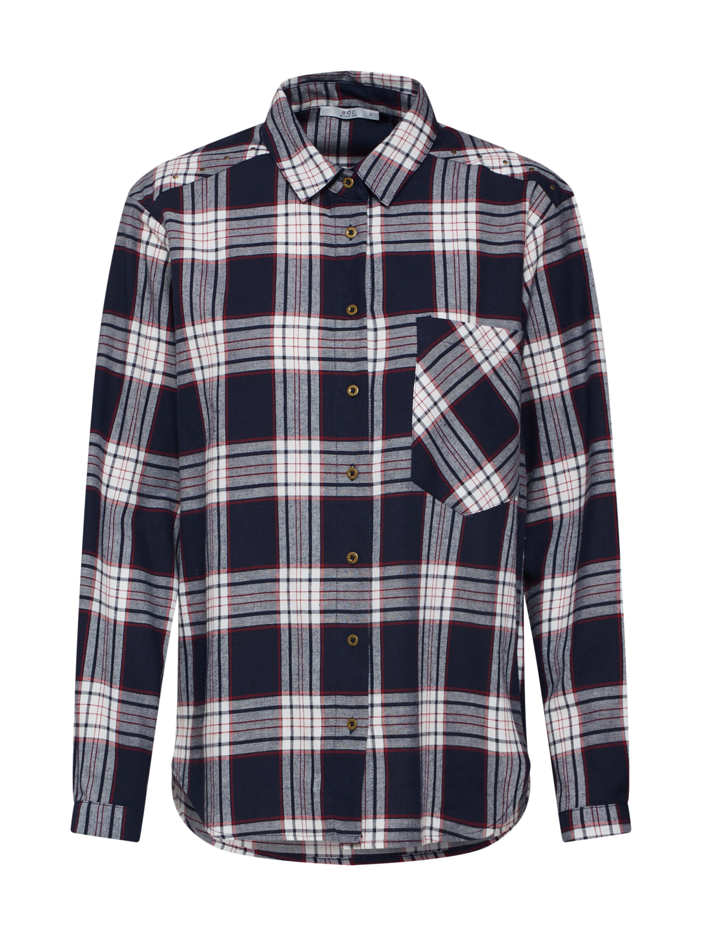 EDC BY ESPRIT - Bluse 'CottonYDCheck Blouses woven' in creme