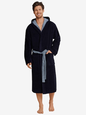 SCHIESSER Long Bathrobe in Blue: front