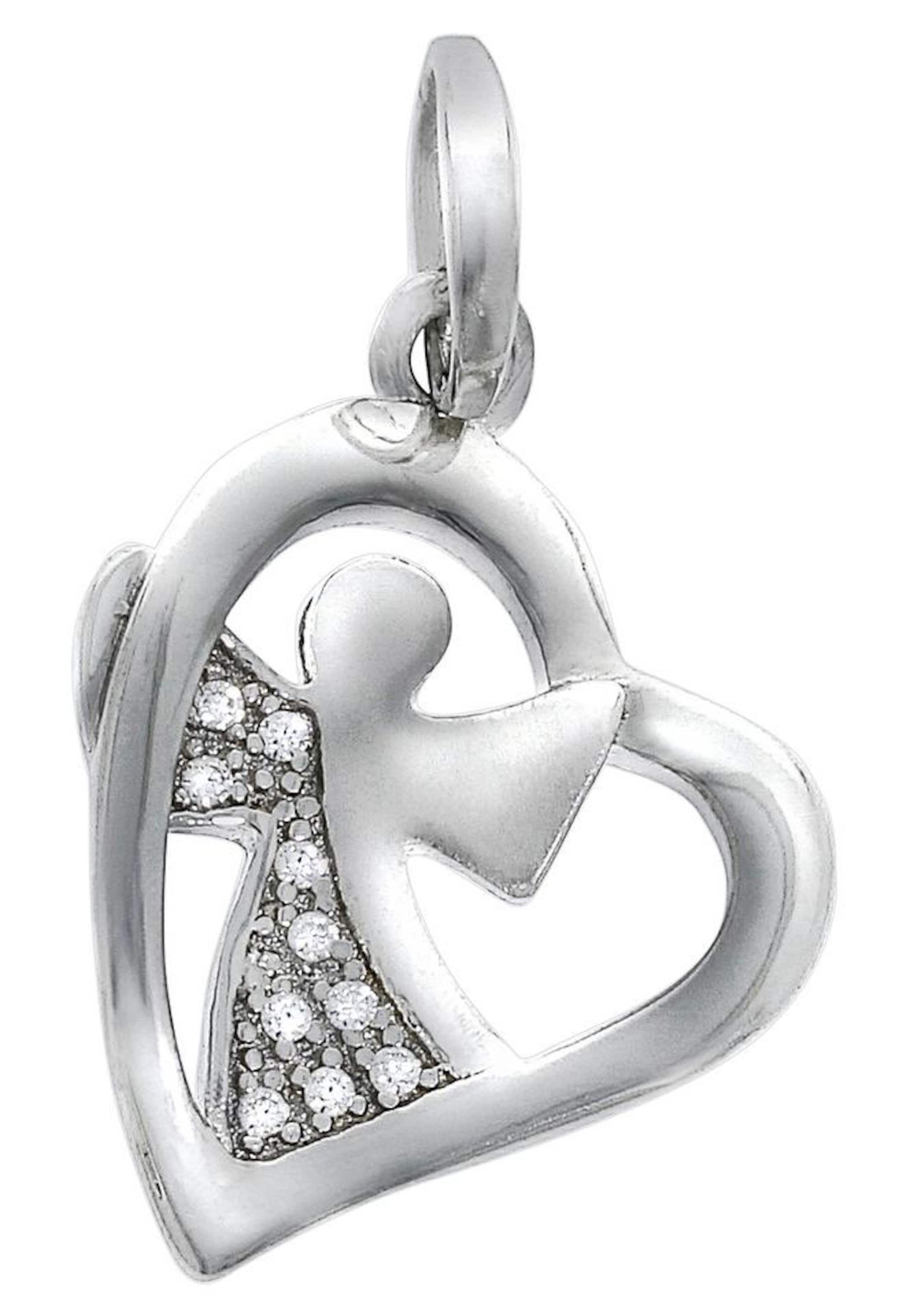 FIRETTI Kettenanhänger 'Engel + Herz' in Silber: Vorderseite