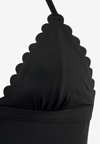 LASCANA Сутиен с триъгълни чашки Бански костюм 'Scallop' в черно