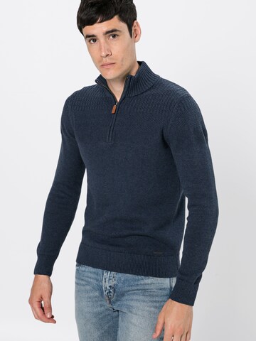 Pier One Pullover 'Structured Troyer' i blå: forside