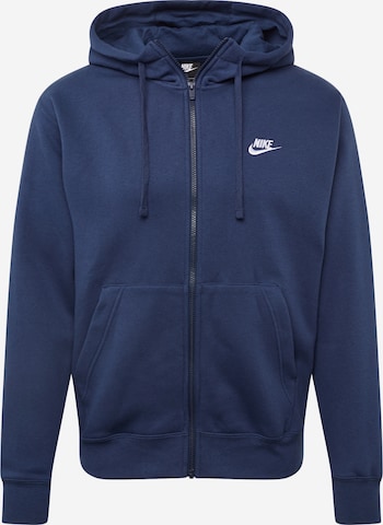 Coupe regular Veste de survêtement 'Club Fleece' Nike Sportswear en bleu : devant