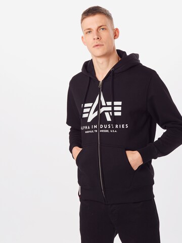 Veste de survêtement ALPHA INDUSTRIES en noir : devant