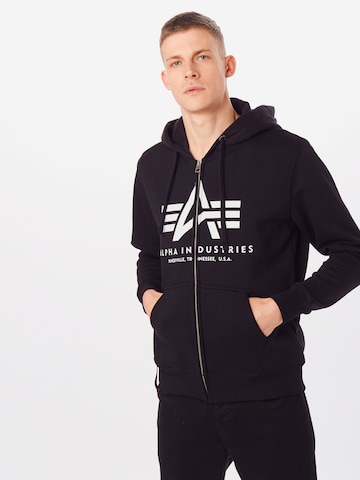 ALPHA INDUSTRIES Tepláková bunda - Čierna: predná strana