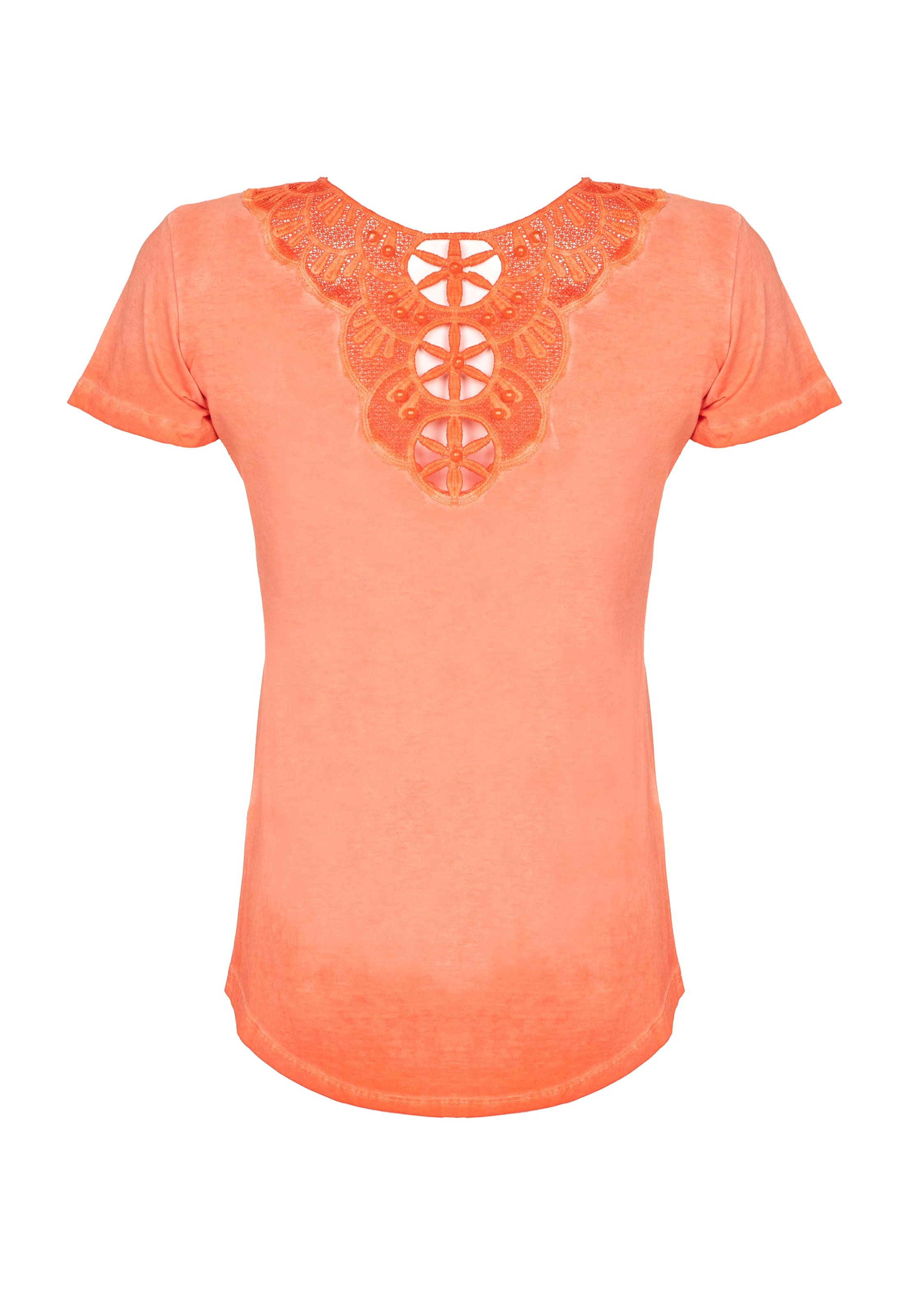 CIPO & BAXX T-Shirt mit modischen Spitzendetails in Orange 