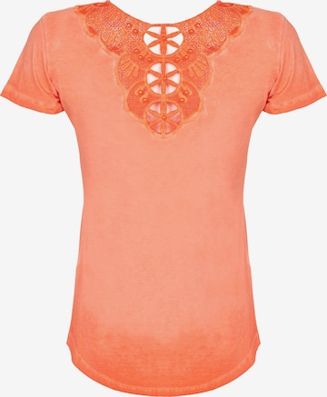 CIPO & BAXX T-Shirt mit modischen Spitzendetails in Orange