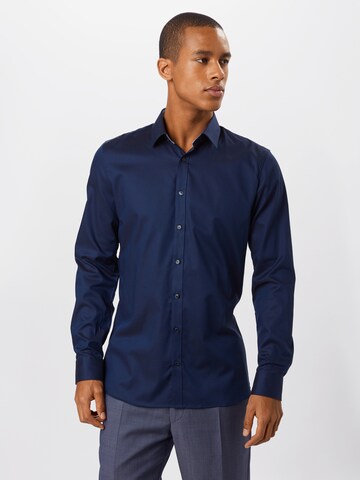 OLYMP Slim fit Overhemd 'No.6' in Blauw: voorkant