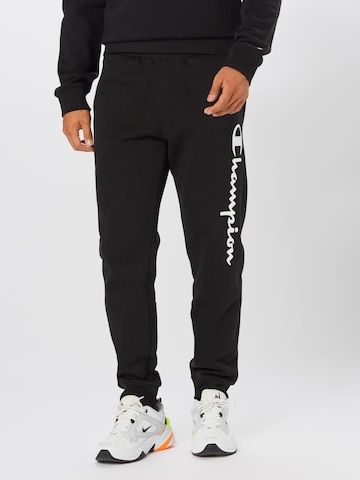 Tapered Pantaloni de la Champion Authentic Athletic Apparel pe negru: față