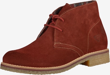 TAMARIS Lace-Up Ankle Boots in Red: front