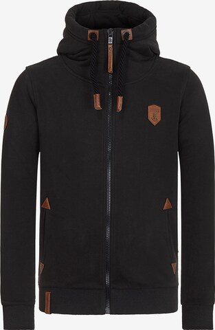 naketano Sweatjacke 'Schwarzkopf' in Schwarz: predná strana