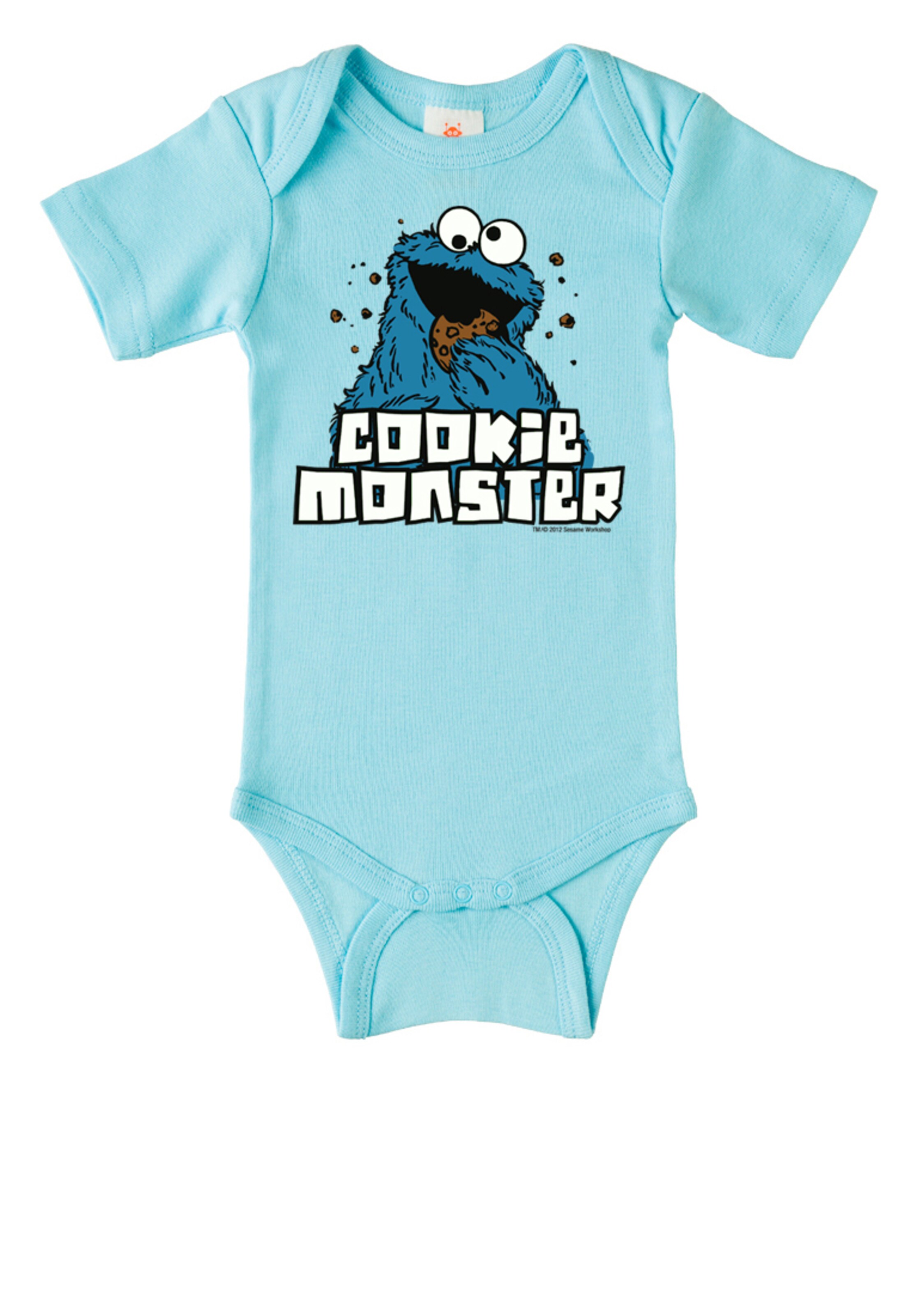 LOGOSHIRT Baby-Body 'Krümelmonster' in Blau: Vorderseite