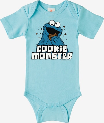 LOGOSHIRT Romper/Bodysuit 'Krümelmonster' in Blue: front